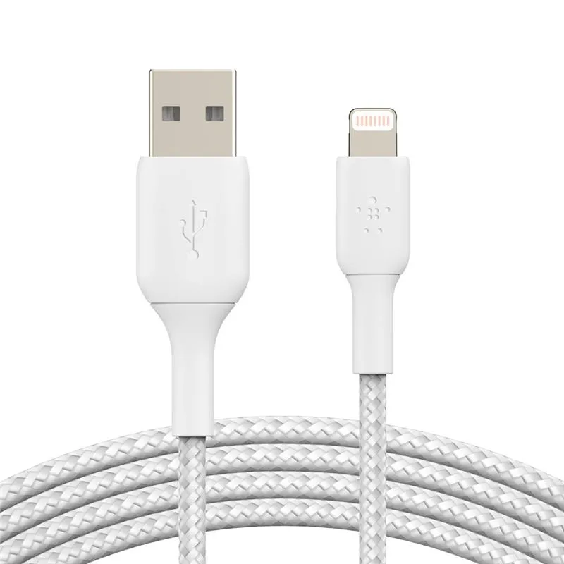Кабель Belkin Braided USB-Lightning, 1м White (CAA002BT1MWH) - зображення 1