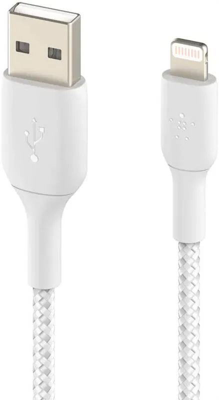 Кабель Belkin Braided USB-Lightning, 1м White (CAA002BT1MWH) - мініатюра 3