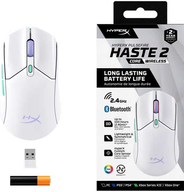 Миша бездротова HyperX Pulsefire Haste 2 Core Wireless White (8R2E7AA) - мініатюра 9