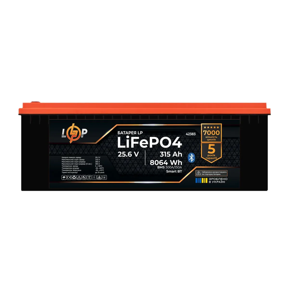 Акумулятор LP LiFePO4 25,6V - 315 Ah (8064Wh) (BMS 200A/150А) метал Smart BT (41224) - зображення 1
