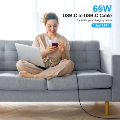 Дата кабель USB-C to USB-C 1.2m USB 2.0 60W Choetech (XCC-1014-BK) - мініатюра 6