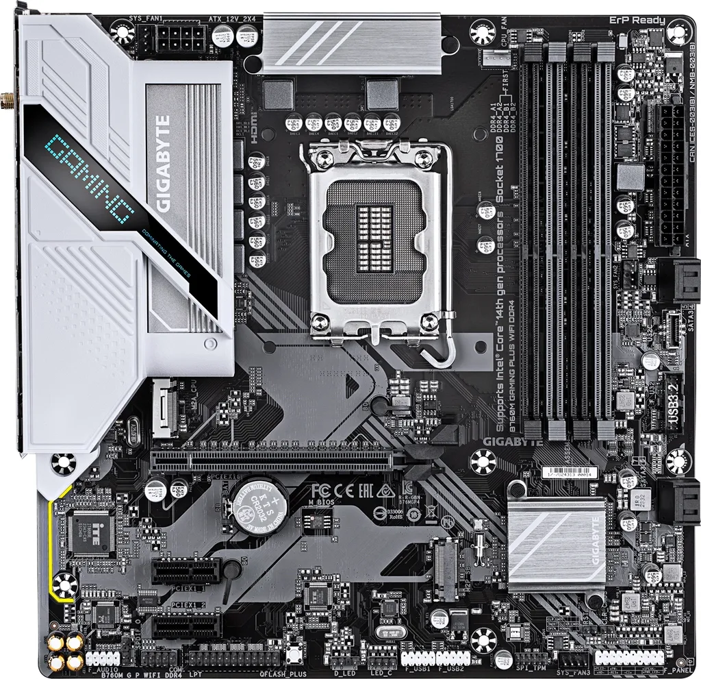 Материнська плата Gigabyte B760M Gaming Plus WiFi DDR4 Socket 1700 - мініатюра 2