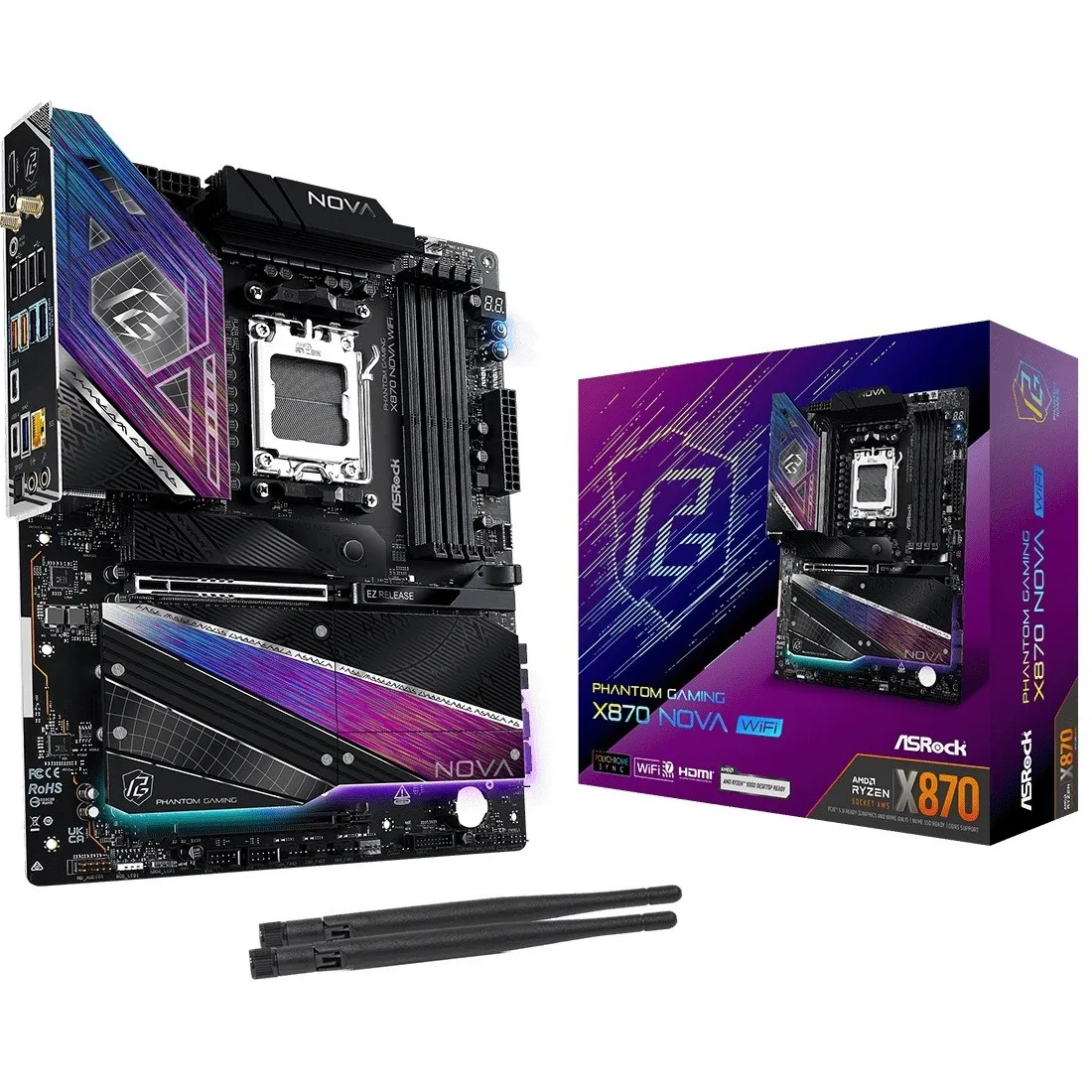 Материнська плата ASRock X870 Nova WiFi Socket AM5 - мініатюра 9