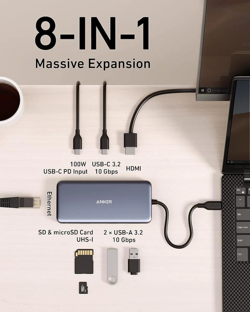 USB-хаб Anker USB-C 8-в-1 Black (A83830A2) - мініатюра 5