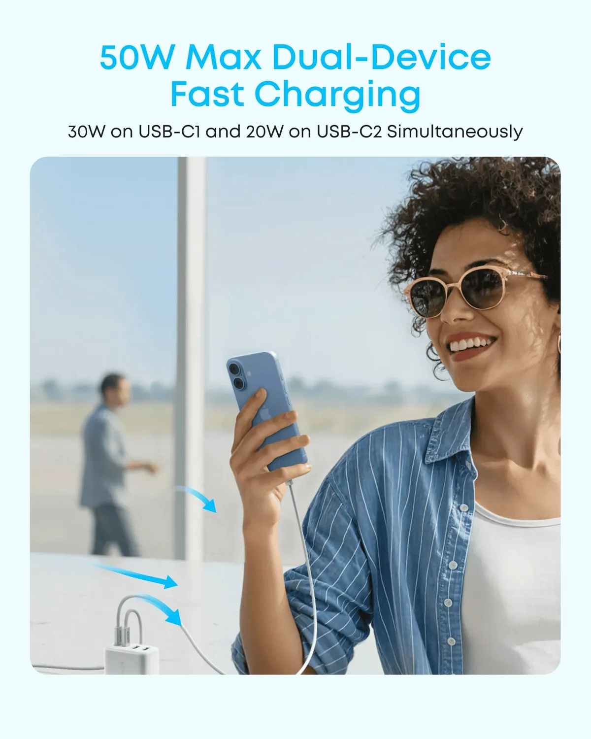 Мережевий зарядний пристрій Anker Zolo Charger 50W, 2xUSB-C, 2xUSB-A, White (A121EG21) - мініатюра 4