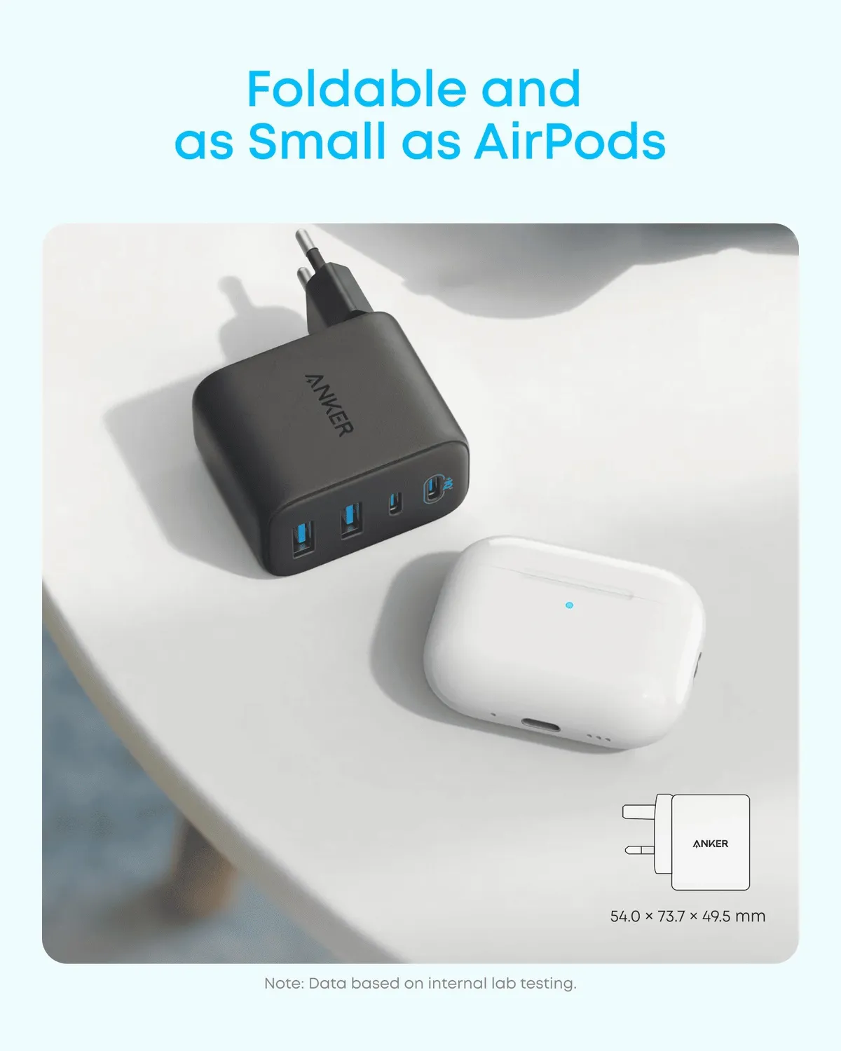 Мережевий зарядний пристрій Anker Zolo Charger 50W, 2xUSB-C, 2xUSB-A, Black (A121EG11) - мініатюра 4