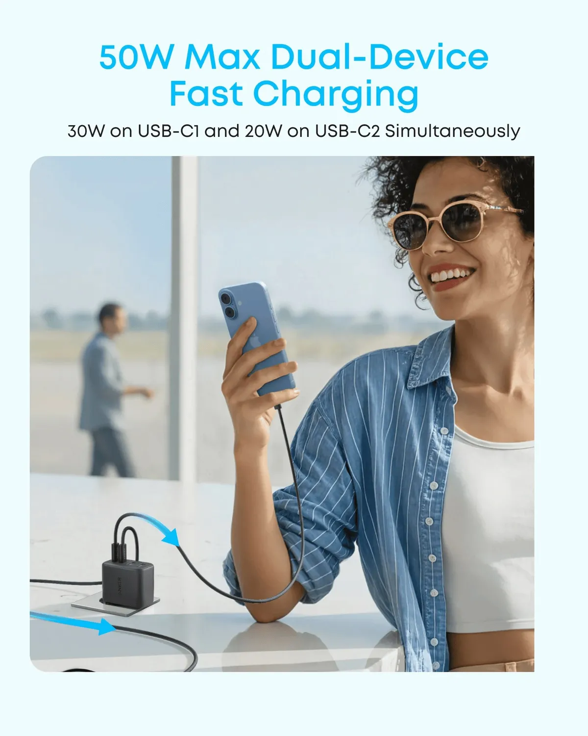 Мережевий зарядний пристрій Anker Zolo Charger 50W, 2xUSB-C, 2xUSB-A, Black (A121EG11) - мініатюра 5