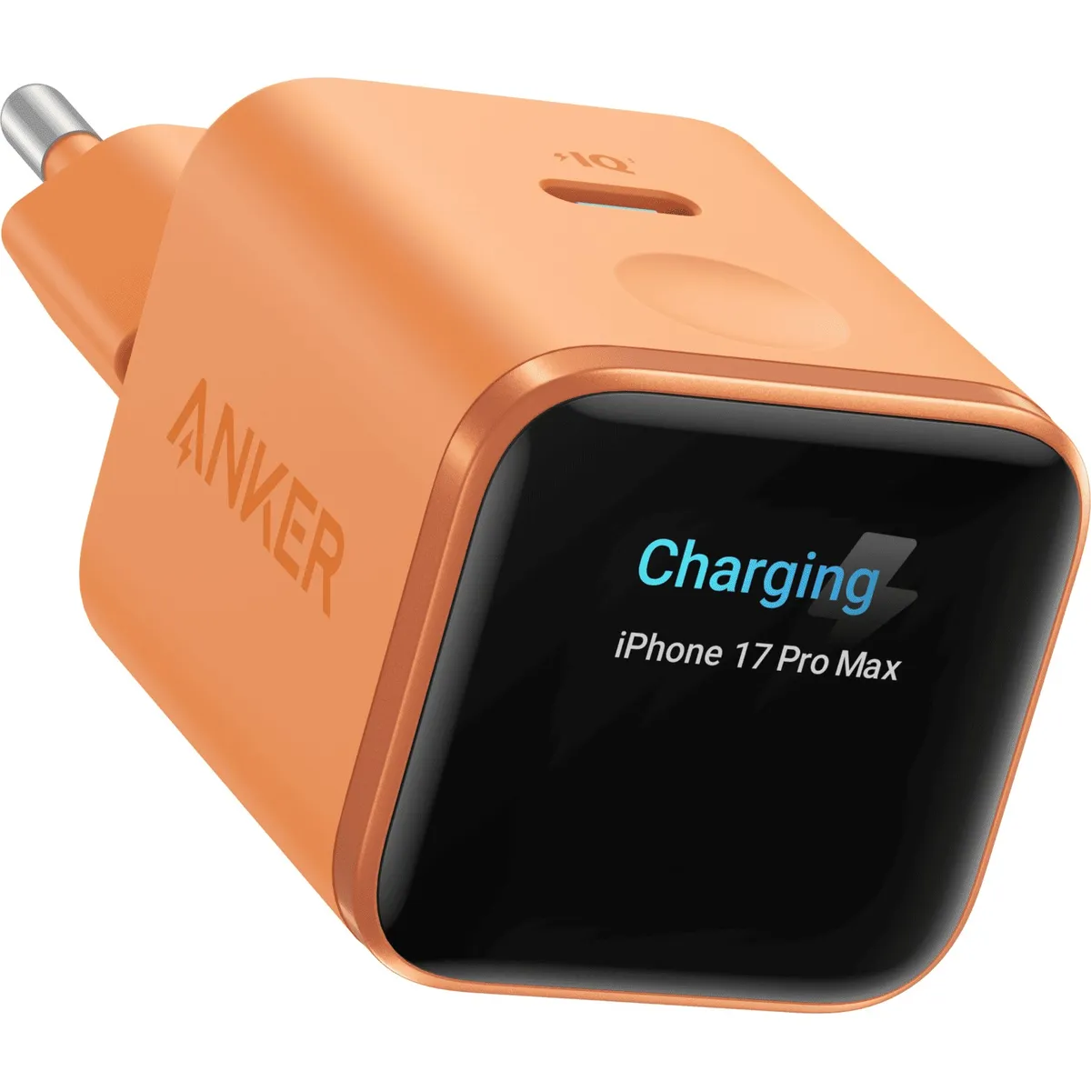 Мережевий зарядний пристрій Anker Nano Charger 45W USB-C Smart Display Orange (A121DGO1) - зображення 1