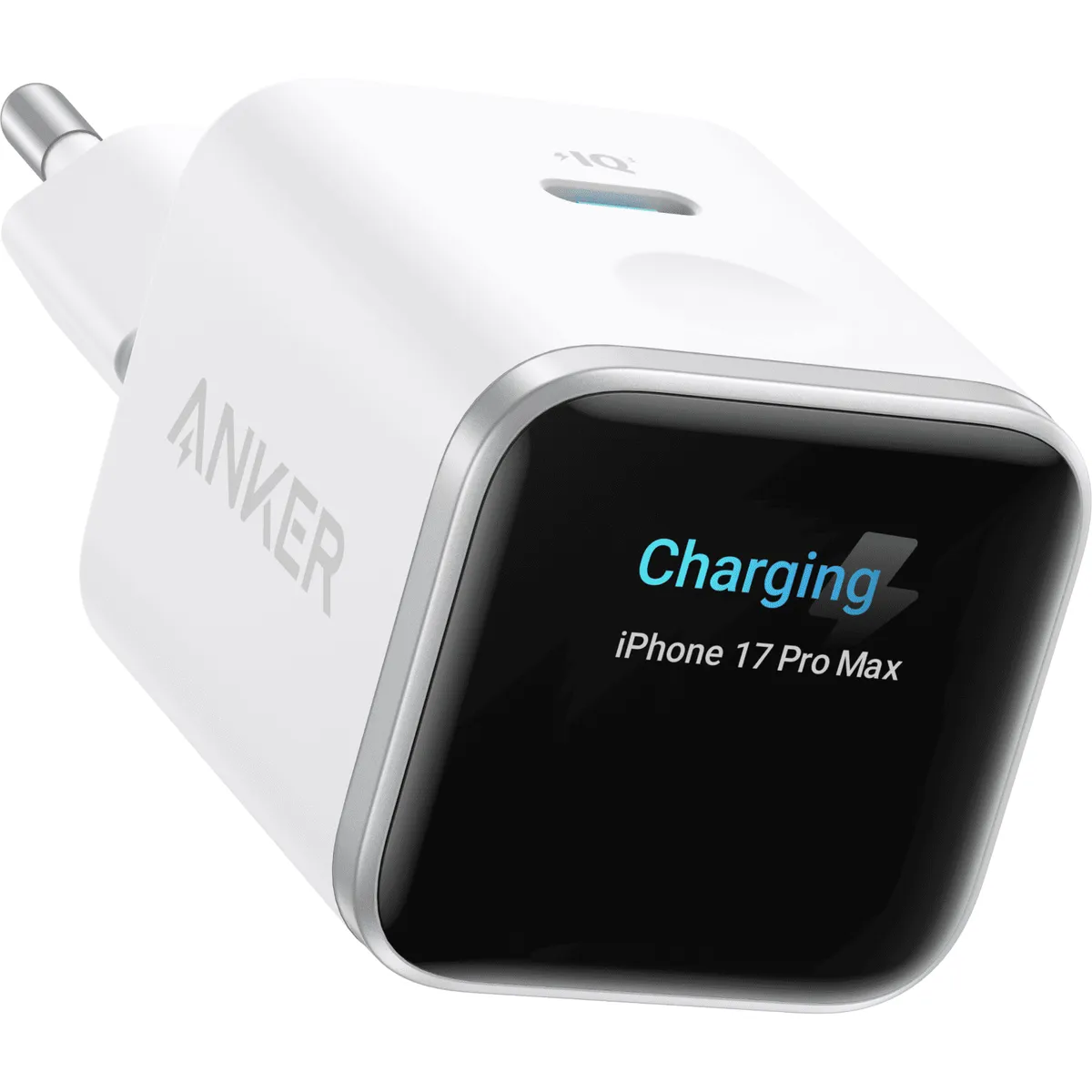 Мережевий зарядний пристрій Anker Nano Charger 45W USB-C Smart Display Aurora White (A121DG21) - зображення 1