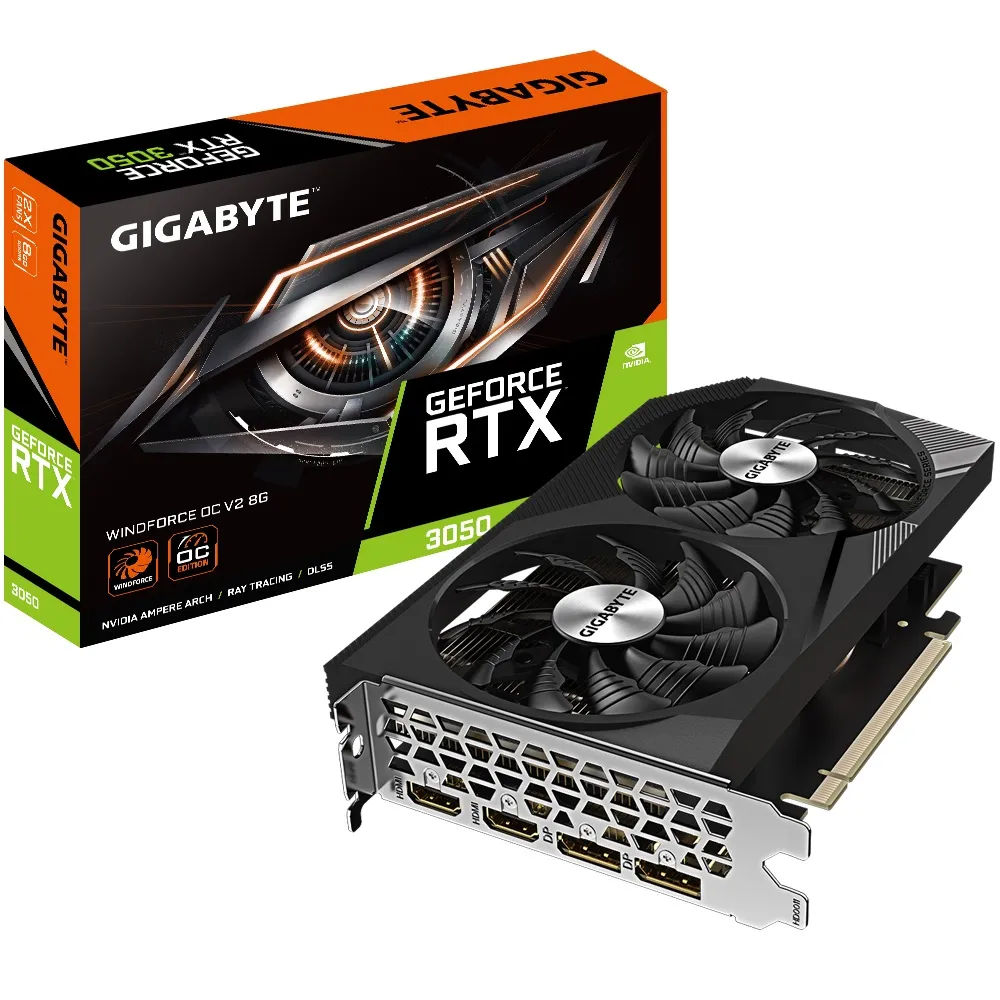 Відеокарта GF RTX 3050 8GB GDDR6 WindForce OC V2 Gigabyte (GV-N3050WF2OCV2-8GD) - зображення 1