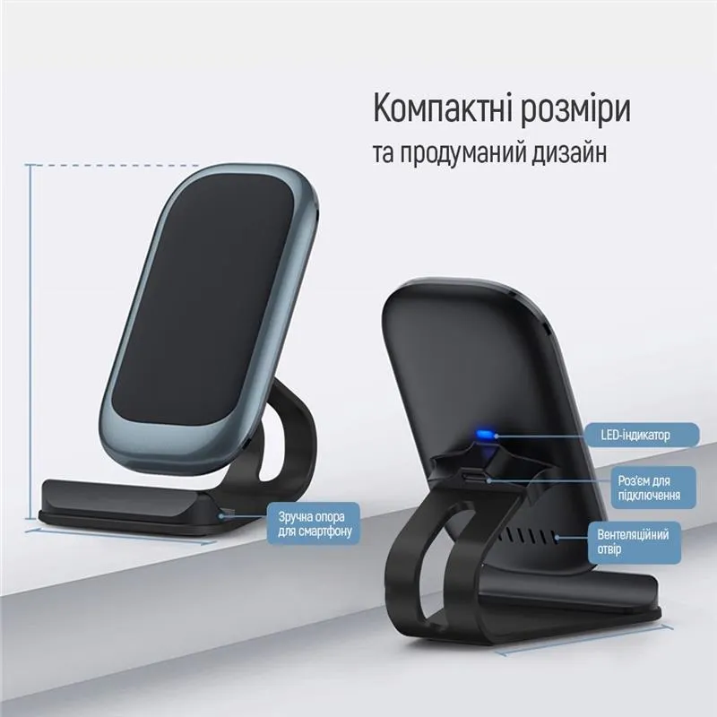 Бездротовий зарядний пристрій ColorWay Wireless Stand 10W Blue (CW-CHW30Q-BL) - мініатюра 2