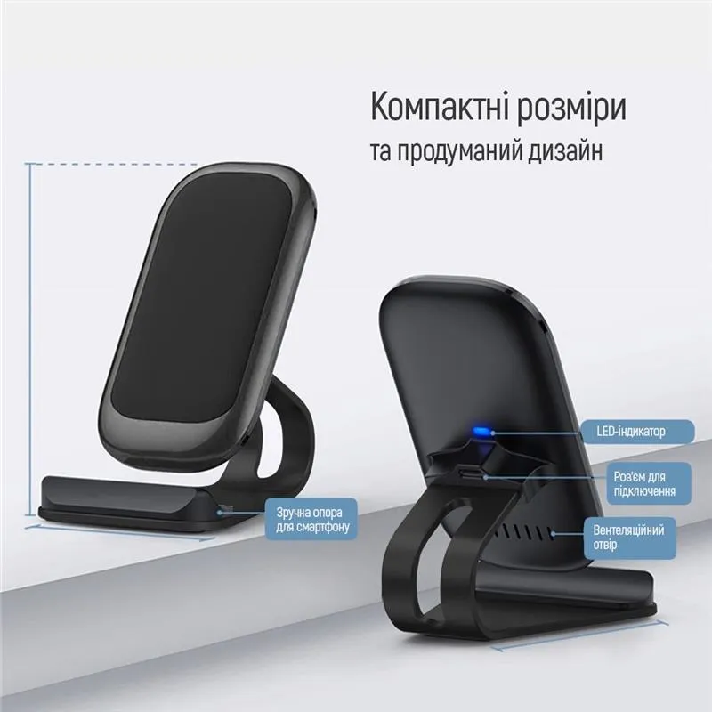 Бездротовий зарядний пристрій ColorWay Wireless Stand 15W Black (CW-CHW31Q-BK) - мініатюра 4