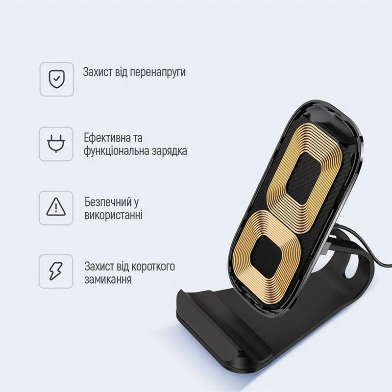 Бездротовий зарядний пристрій ColorWay Wireless Stand 15W Black (CW-CHW31Q-BK) - мініатюра 7