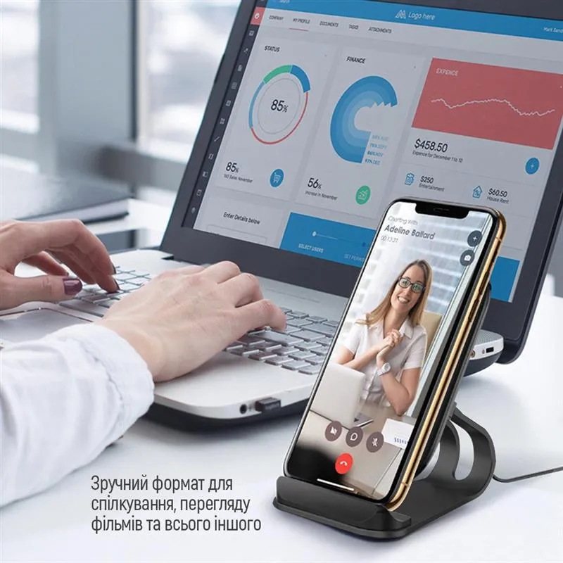 Бездротовий зарядний пристрій ColorWay Wireless Stand 15W Black (CW-CHW31Q-BK) - мініатюра 9