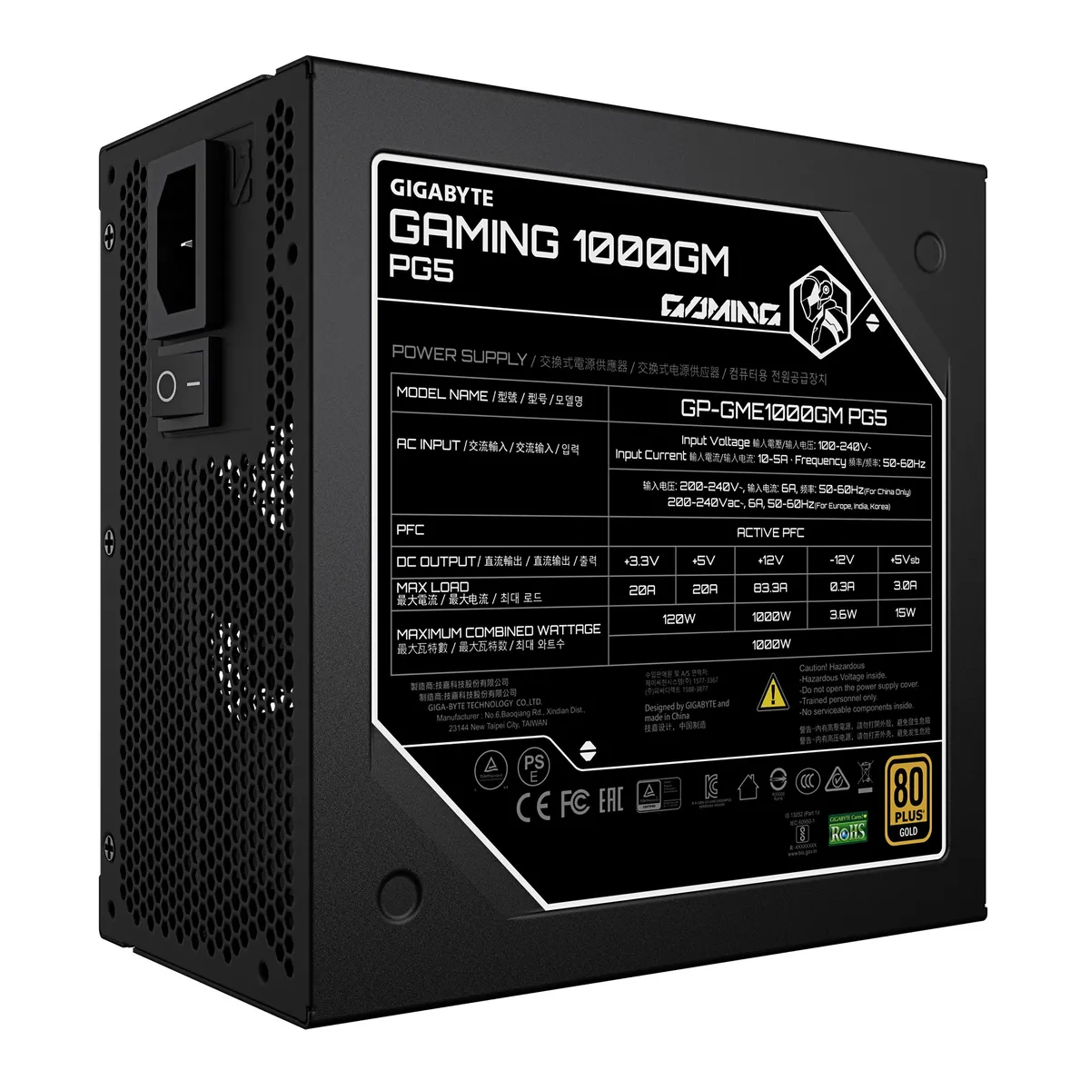 Блок живлення Gigabyte Gaming 1000GM PG5 1000W (GP-GME1000GM PG5) - мініатюра 2