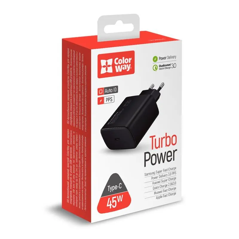 Мережевий зарядний пристрій ColorWay Power Delivery Port PPS (1USB-Cx3A) (45W) Black (CW-CHS034PD-BK) - мініатюра 5