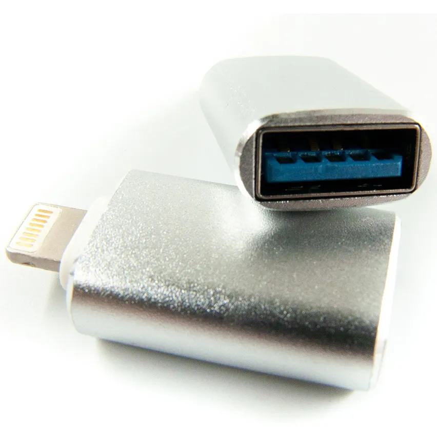 Адаптер Dengos OTG USB-Lightning Silver (ADP-016) - зображення 1