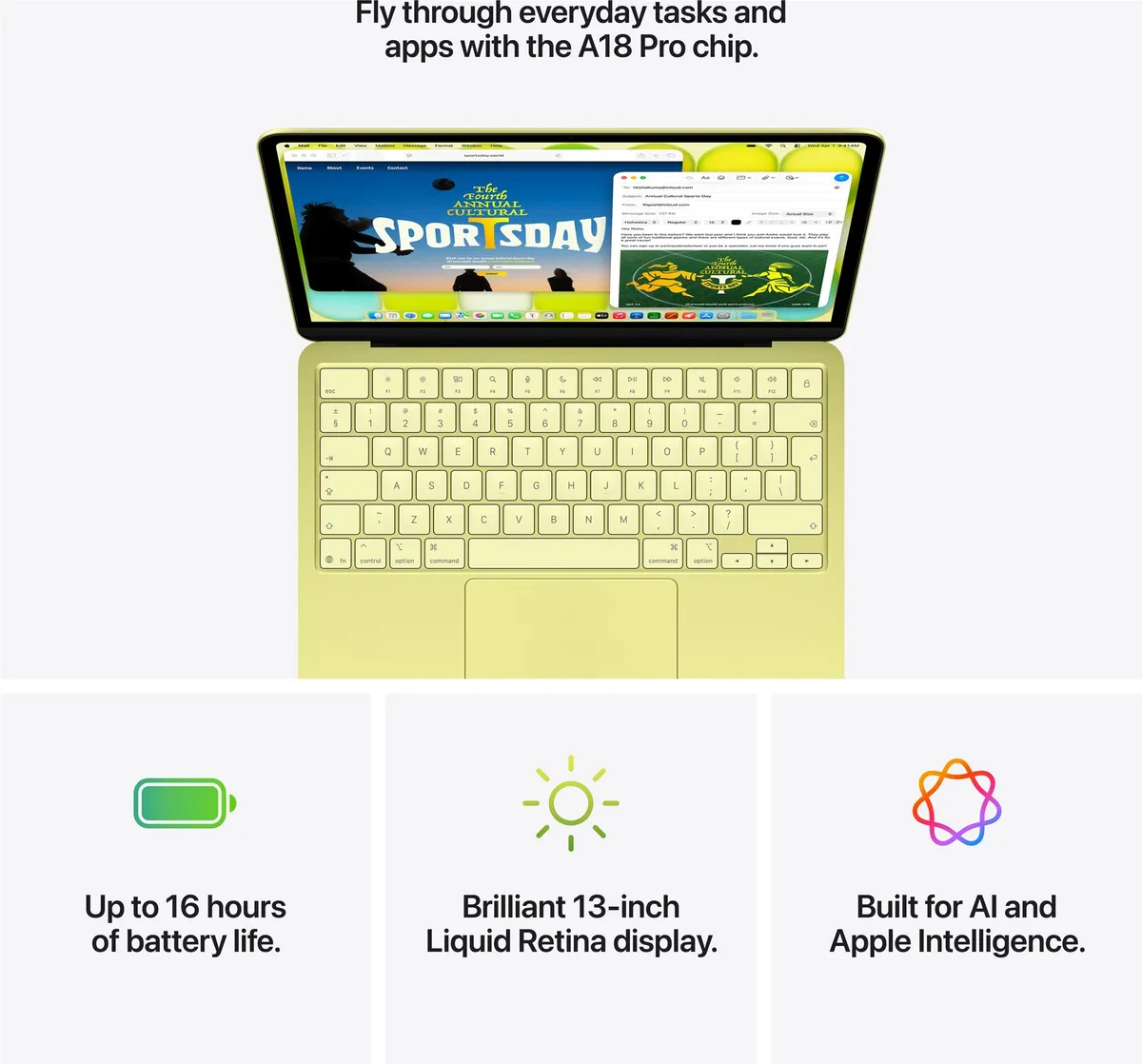 Ноутбук Apple MacBook Neo 13" A18 Pro 8/256GB 2026 (MHFD4UA/A) Citrus - мініатюра 8