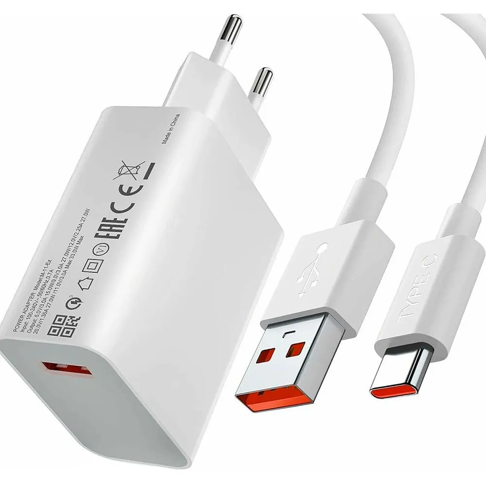 Зарядний пристрій Xiaomi 33W Charging Combo USB-A White (BHR9956EU) + кабель Type-C - мініатюра 4