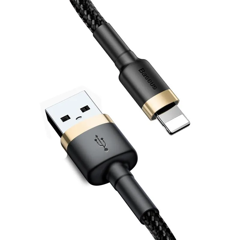 Кабель Baseus Cafule USB-Lightning, 1.5A, 1м Black/Gold (CALKLF-BV1) - зображення 1