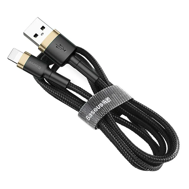 Кабель Baseus Cafule USB-Lightning, 1.5A, 1м Black/Gold (CALKLF-BV1) - мініатюра 2