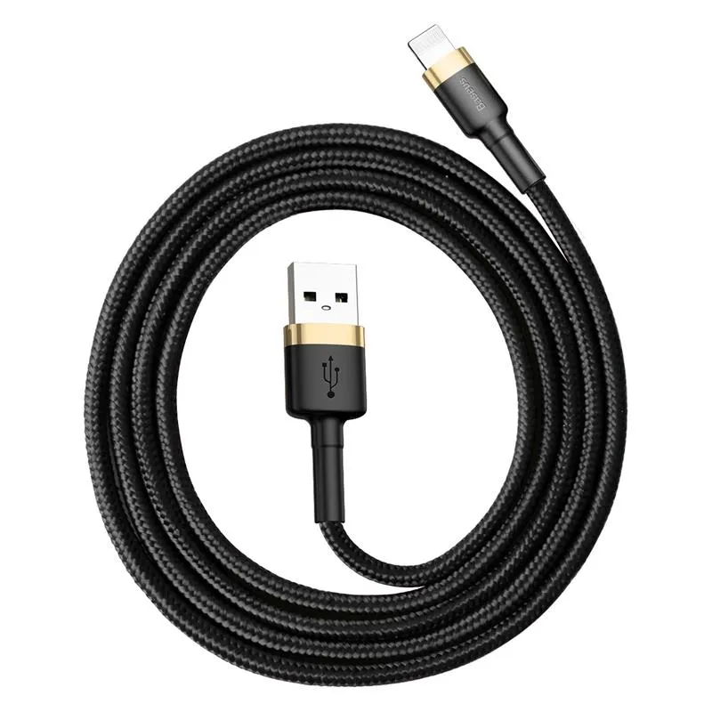 Кабель Baseus Cafule USB-Lightning, 1.5A, 1м Black/Gold (CALKLF-BV1) - мініатюра 3