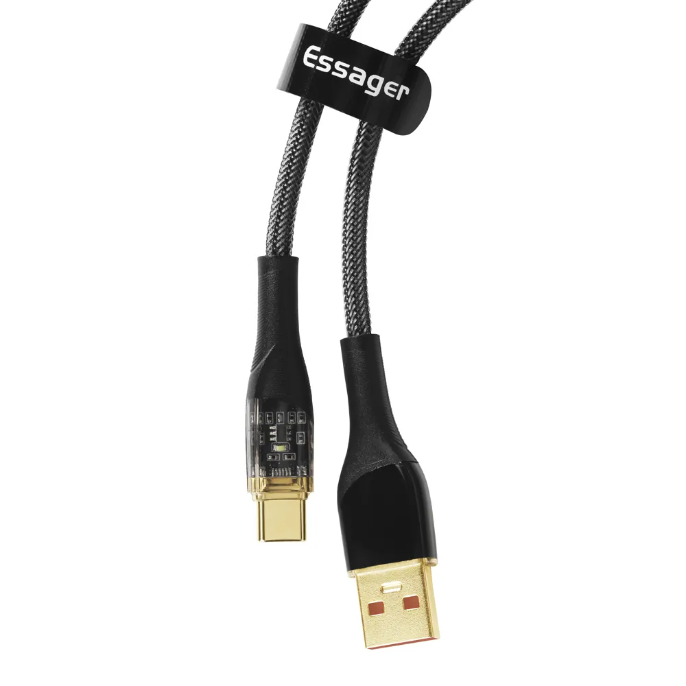 Кабель Essager Interstellar Transparent Design USB - USB Type-C (M/M), 100W, 1 м Black (EXCT-XJ01-P) - мініатюра 2