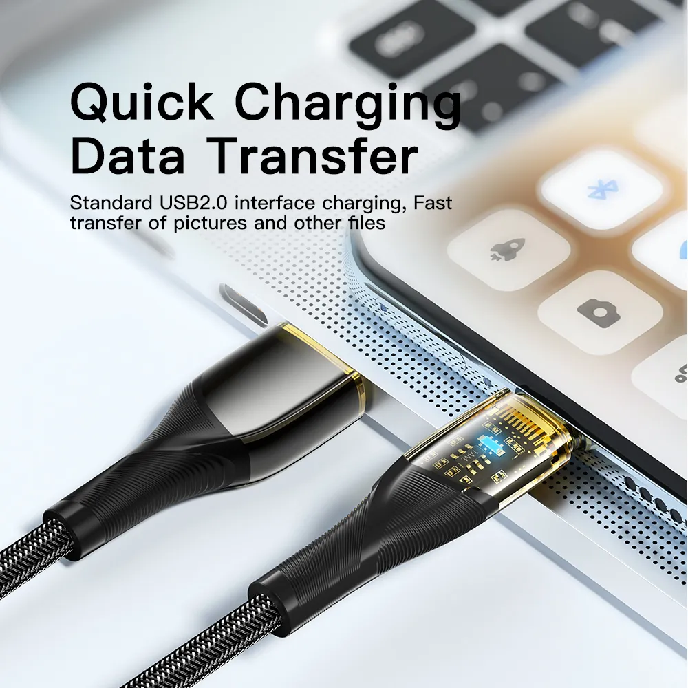 Кабель Essager Interstellar Transparent Design USB - USB Type-C (M/M), 100W, 1 м Black (EXCT-XJ01-P) - мініатюра 5
