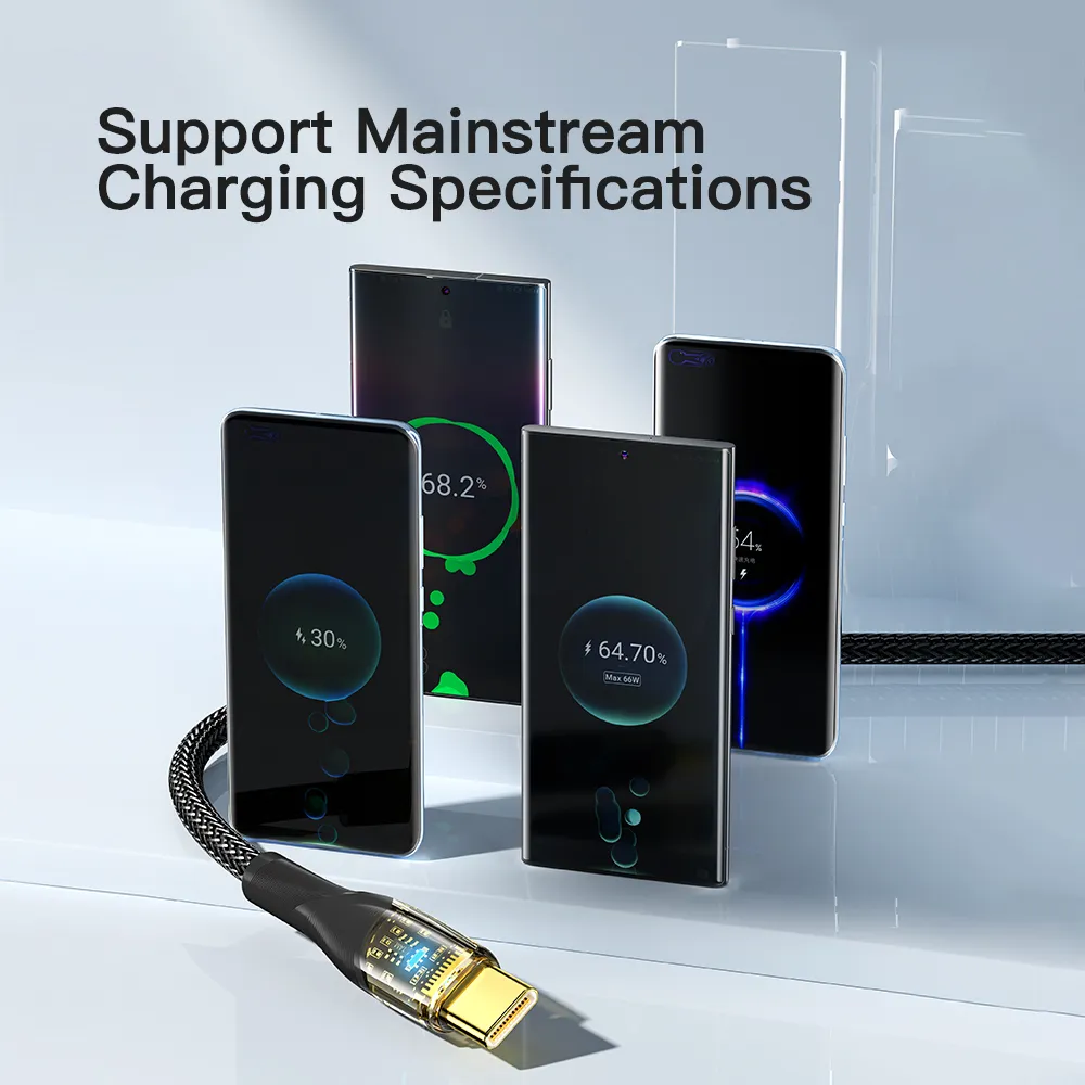 Кабель Essager Interstellar Transparent Design USB - USB Type-C (M/M), 100W, 1 м Black (EXCT-XJ01-P) - мініатюра 8
