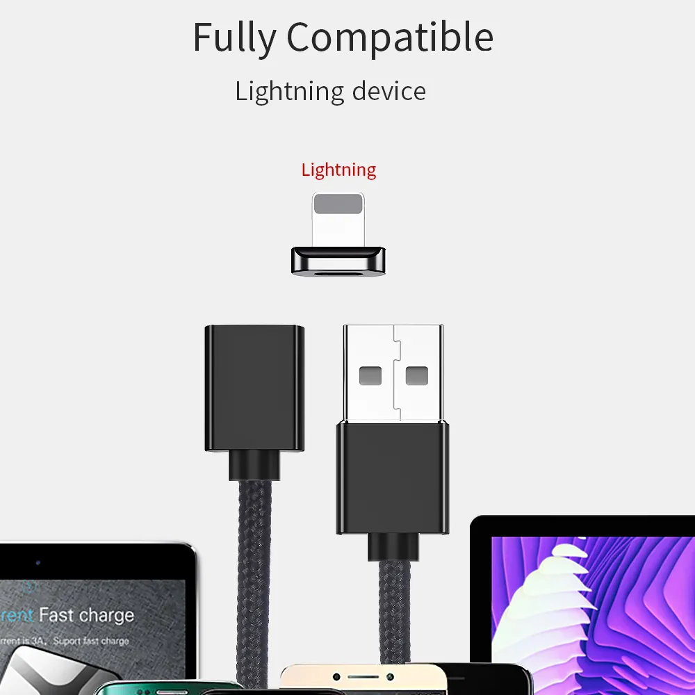 Кабель Essager Magic Power Magnetic USB - Lightning (M/M), 1 м Black (EXCCXL-ML01) - мініатюра 11