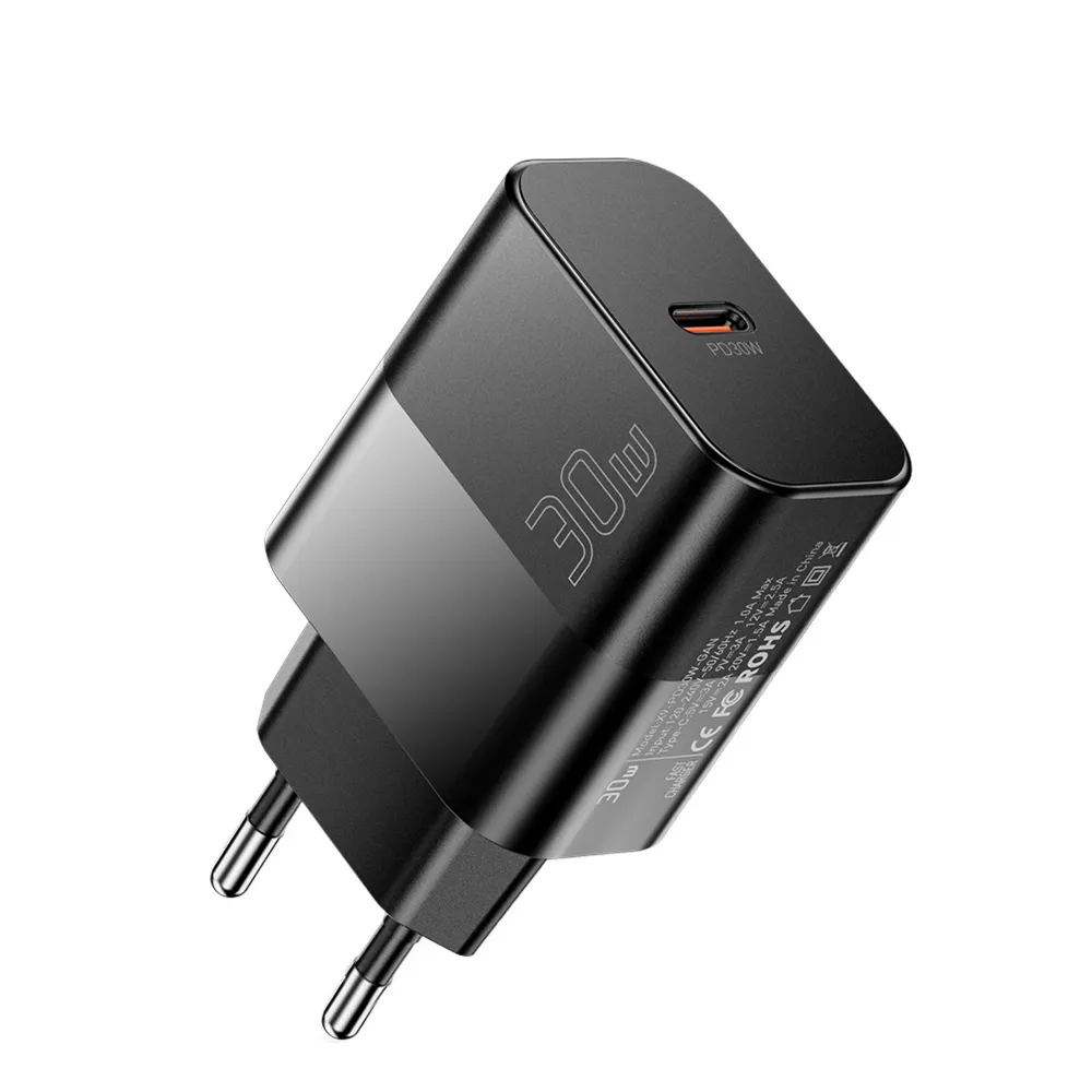 Мережевий зарядний пристрій Essager Travel Charger 30W USB-C Black (E30JSB1-SYTT1-T) + кабель USB Type-C - мініатюра 2