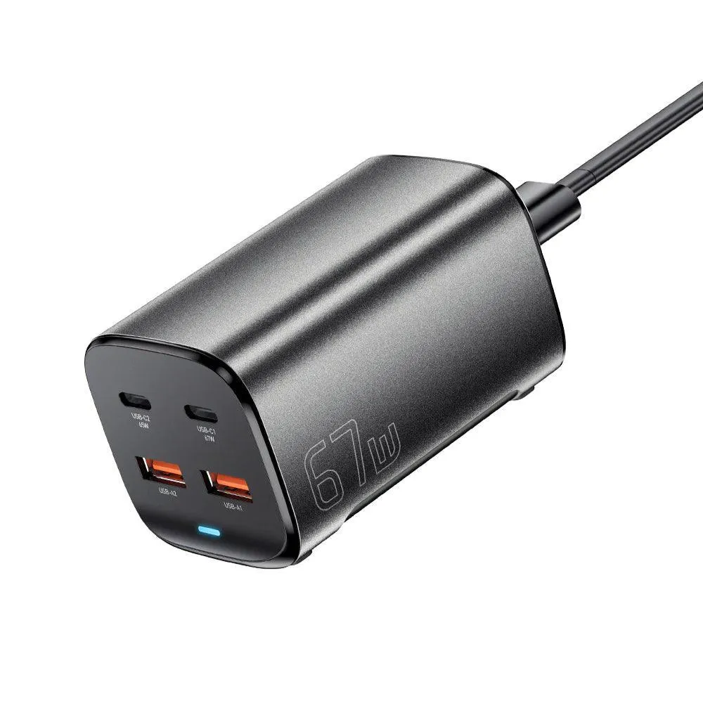 Мережевий зарядний пристрій Essager Collection 67W GaN (2xUSB-A, 2xUSB-C) Black (ECT2AC-JYB0G-Z) - мініатюра 2