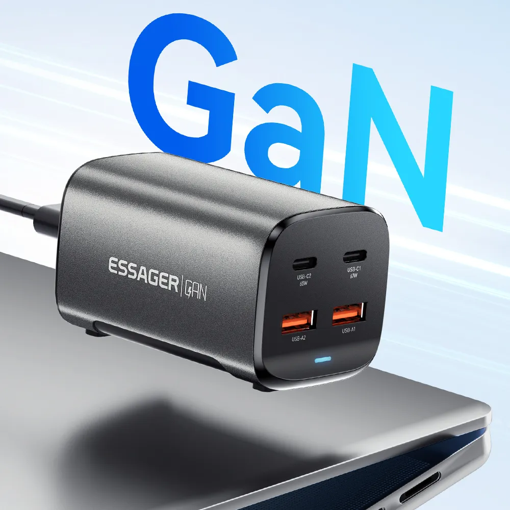 Мережевий зарядний пристрій Essager Collection 67W GaN (2xUSB-A, 2xUSB-C) Black (ECT2AC-JYB0G-Z) - мініатюра 6
