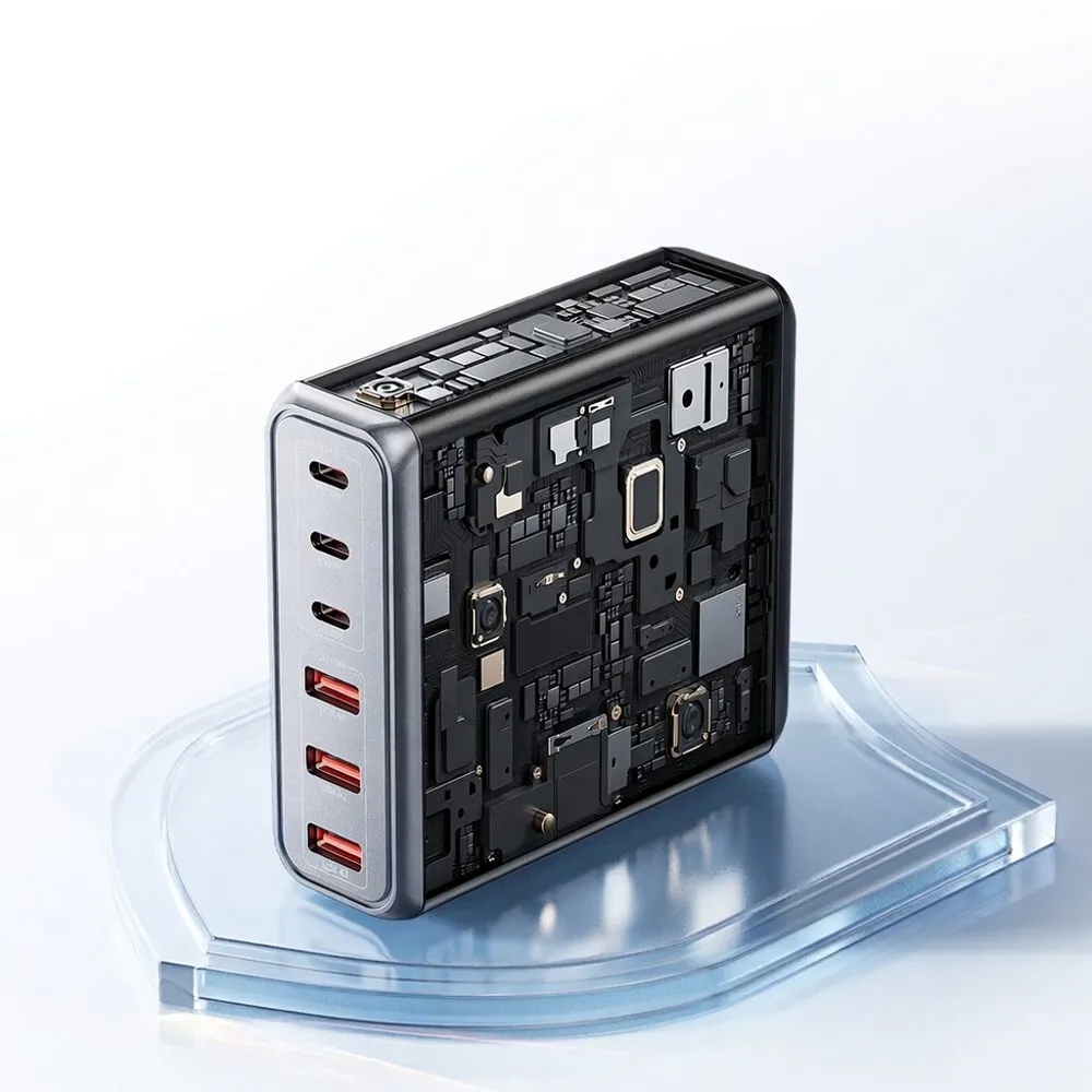 Мережевий зарядний пристрій Essager Engine 85W GaN (3xUSB-A, 3xUSB-C) Black (EZC85W-SXB0G-Z) - мініатюра 10