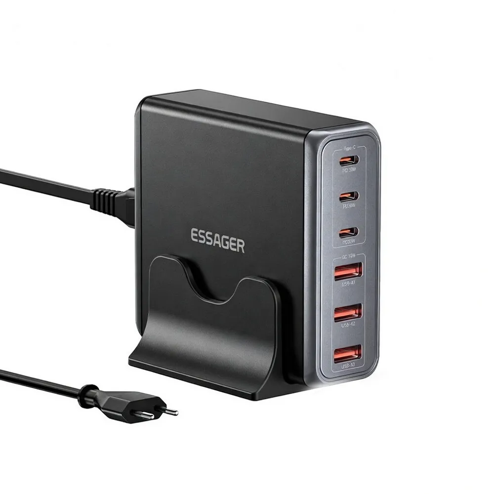 Мережевий зарядний пристрій Essager Engine 85W GaN (3xUSB-A, 3xUSB-C) Black (EZC85W-SXB0G-Z) - мініатюра 2