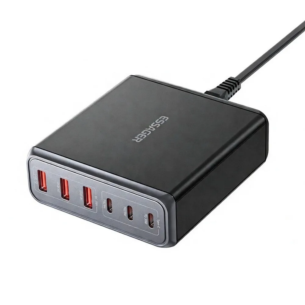 Мережевий зарядний пристрій Essager Engine 85W GaN (3xUSB-A, 3xUSB-C) Black (EZC85W-SXB0G-Z) - мініатюра 3