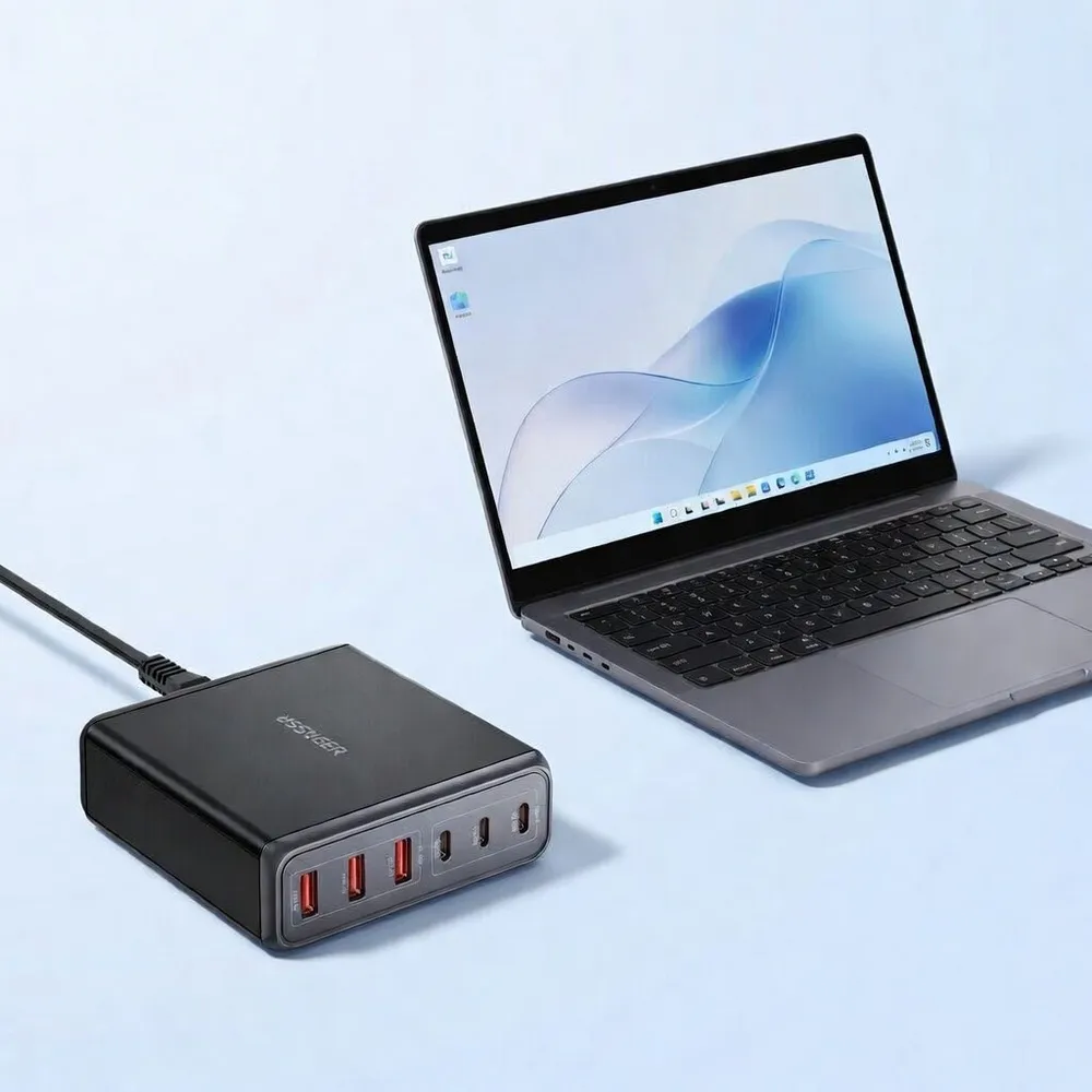 Мережевий зарядний пристрій Essager Engine 85W GaN (3xUSB-A, 3xUSB-C) Black (EZC85W-SXB0G-Z) - мініатюра 8