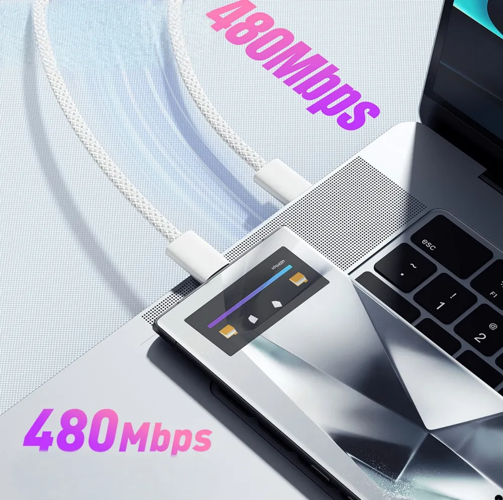 Мережевий зарядний пристрій Essager Vanjane 20W USB-C White (EFJB02-JSTT2-T) + кабель USB Type-C - мініатюра 4