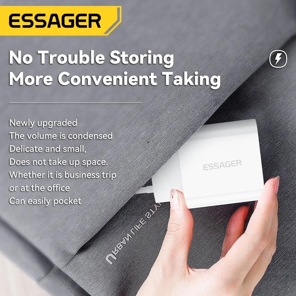 Мережевий зарядний пристрій Essager Vanjane 20W USB-C White (EFJB02-XBL02-T) + кабель Lightning - мініатюра 4