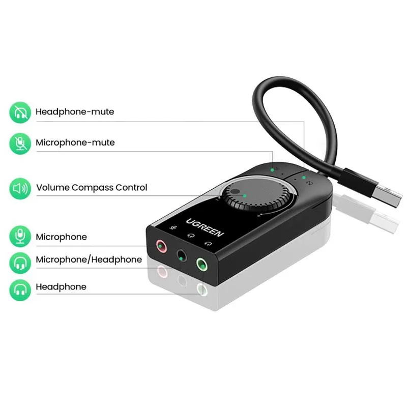 Звукова карта Ugreen CM129 Black (40964) - мініатюра 2