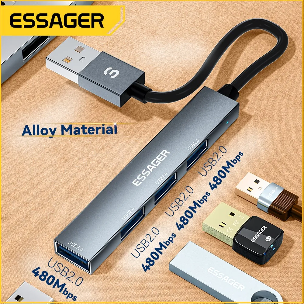 USB-хаб Essager Fengyang 4 in 1 Splitter USB-A (EHBA04-FY10-P) - мініатюра 2