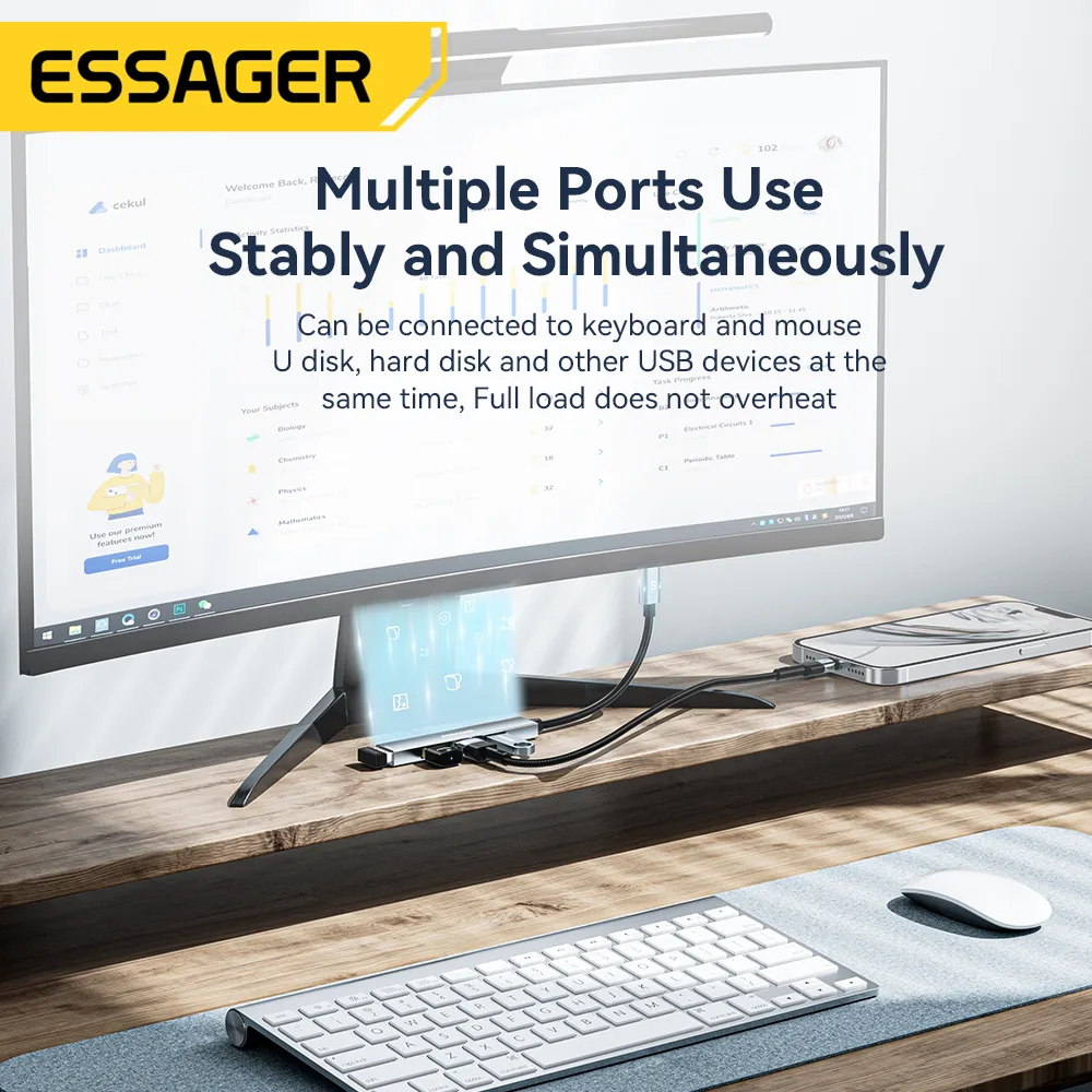USB-хаб Essager Fengyang 4 in 1 Splitter USB-A (EHBA04-FY10-P) - мініатюра 4