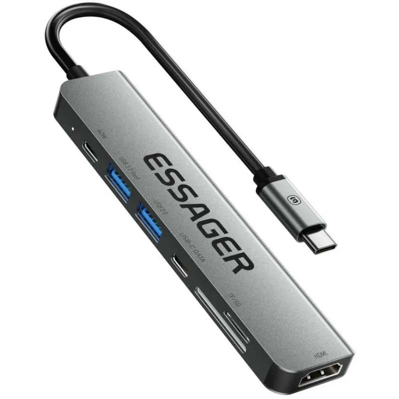 USB-хаб Essager QingHong 7 in 1 USB-C Hub (EHB07-QH0G-Z) - зображення 1