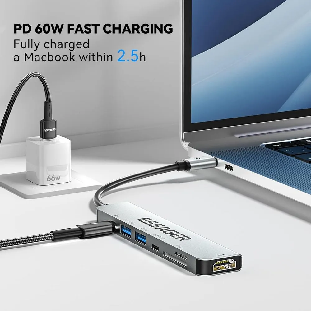 USB-хаб Essager QingHong 7 in 1 USB-C Hub (EHB07-QH0G-Z) - мініатюра 3