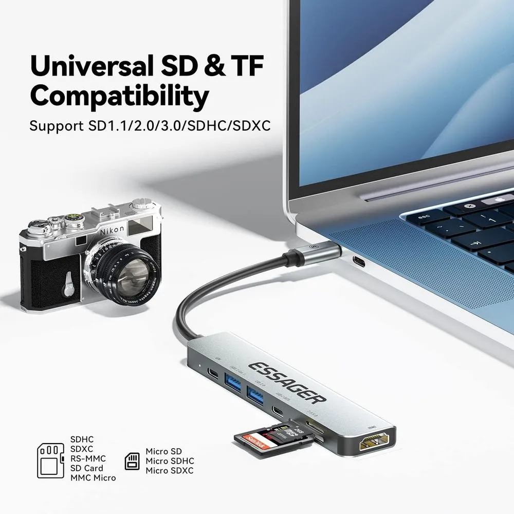USB-хаб Essager QingHong 7 in 1 USB-C Hub (EHB07-QH0G-Z) - мініатюра 4