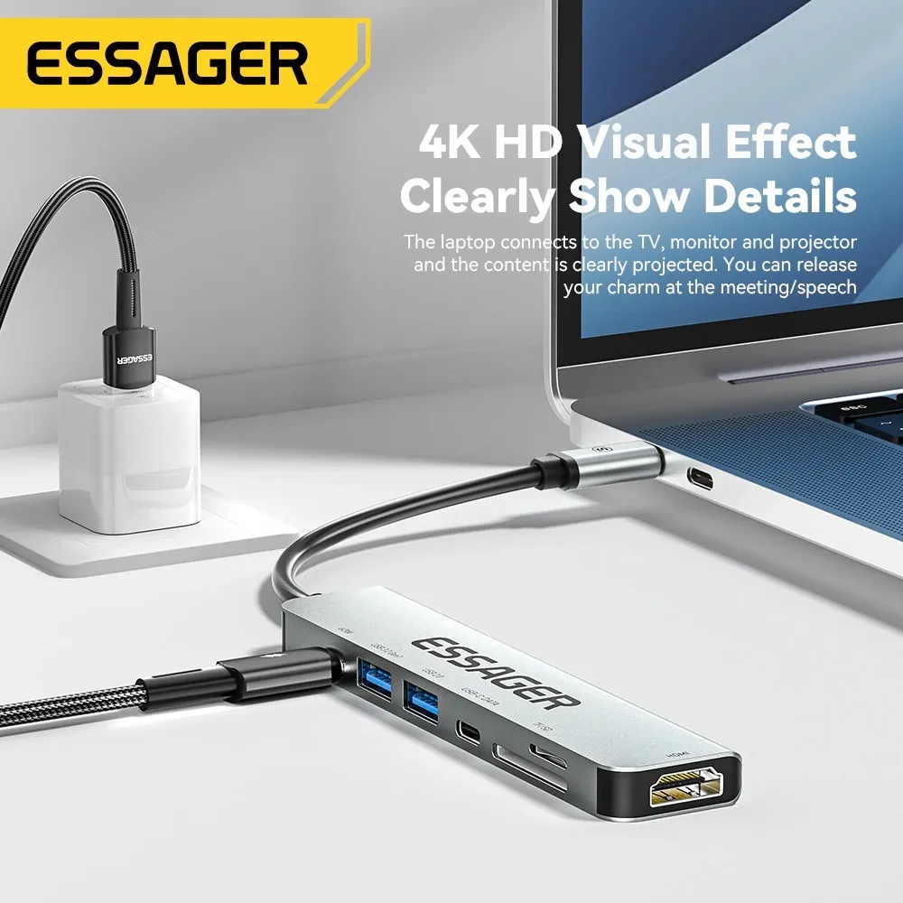 USB-хаб Essager QingHong 7 in 1 USB-C Hub (EHB07-QH0G-Z) - мініатюра 5