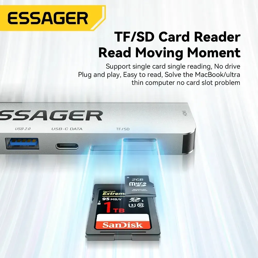 USB-хаб Essager QingHong 7 in 1 USB-C Hub (EHB07-QH0G-Z) - мініатюра 7
