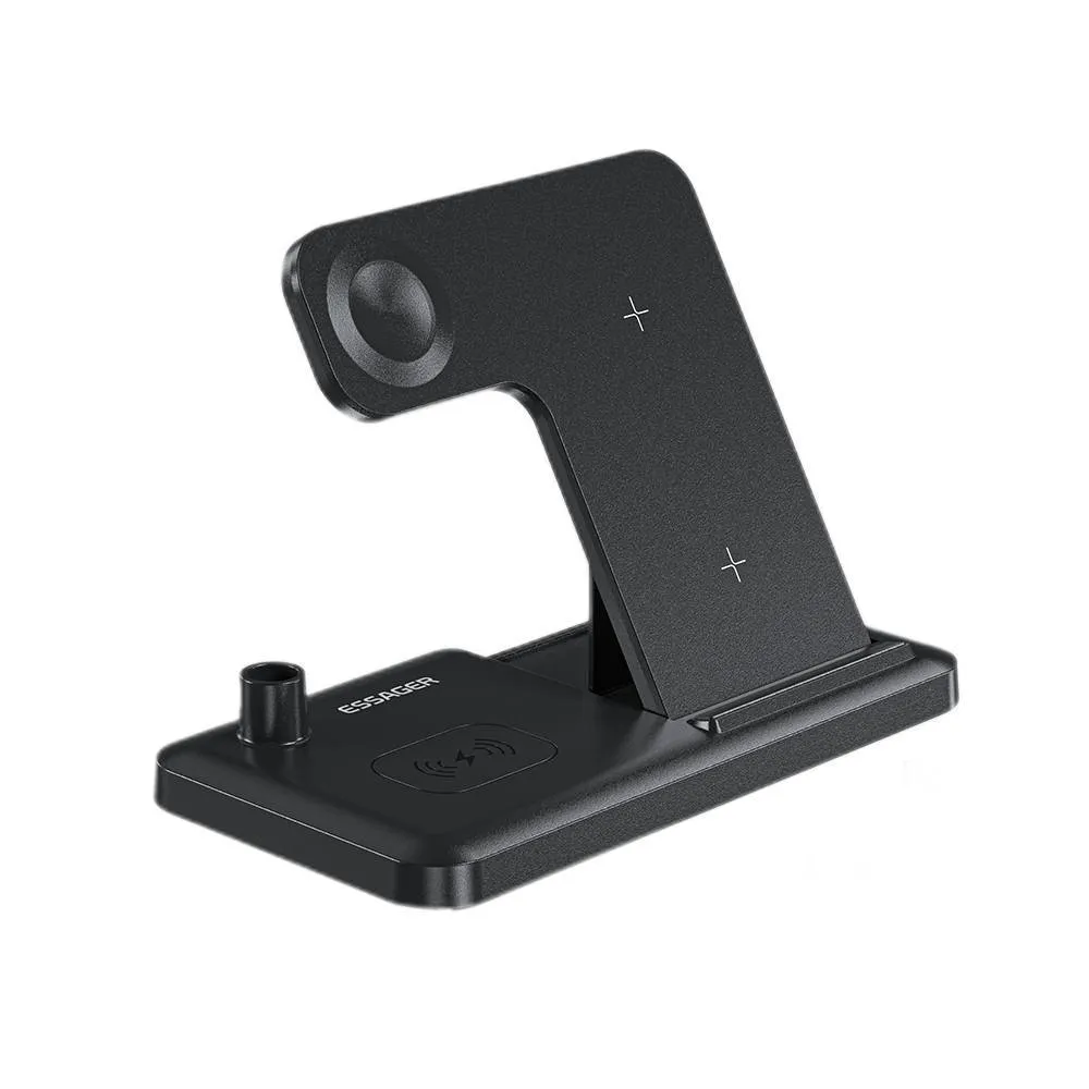 Бездротовий зарядний пристрій Essager Jiecheng 4 in 1 15W Black (EWXZM-JC01-Z) - мініатюра 3