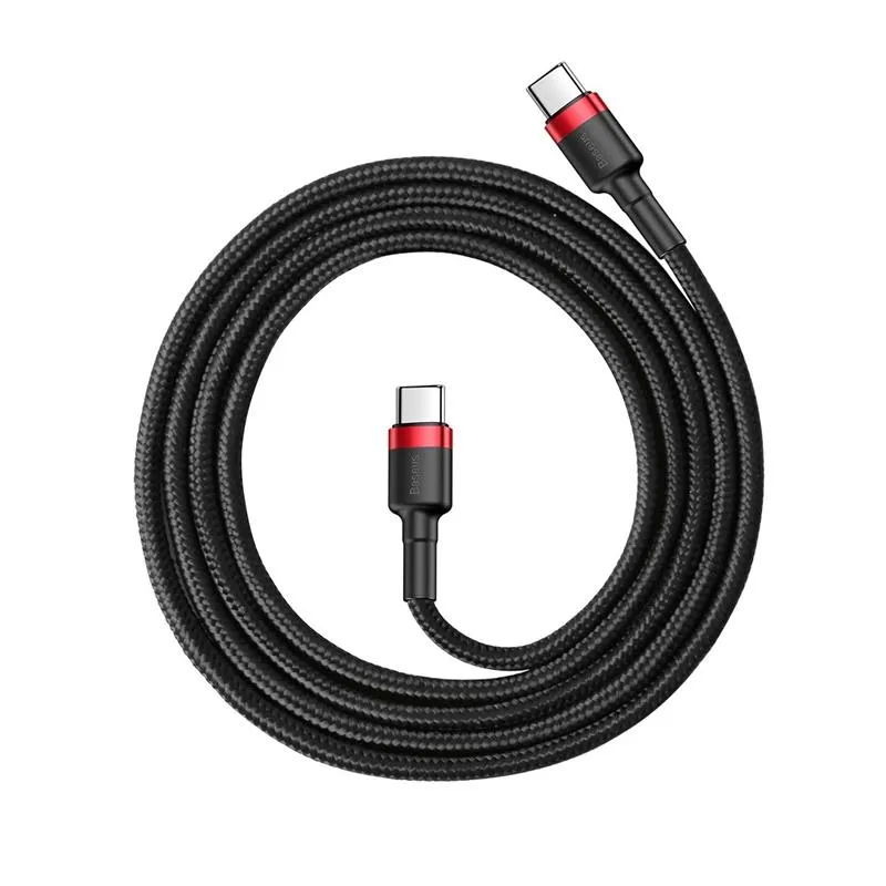 Кабель Baseus Cafule USB-C-USB-C, PD2.0 60W 1м Black/Red (CATKLF-G91) - мініатюра 2