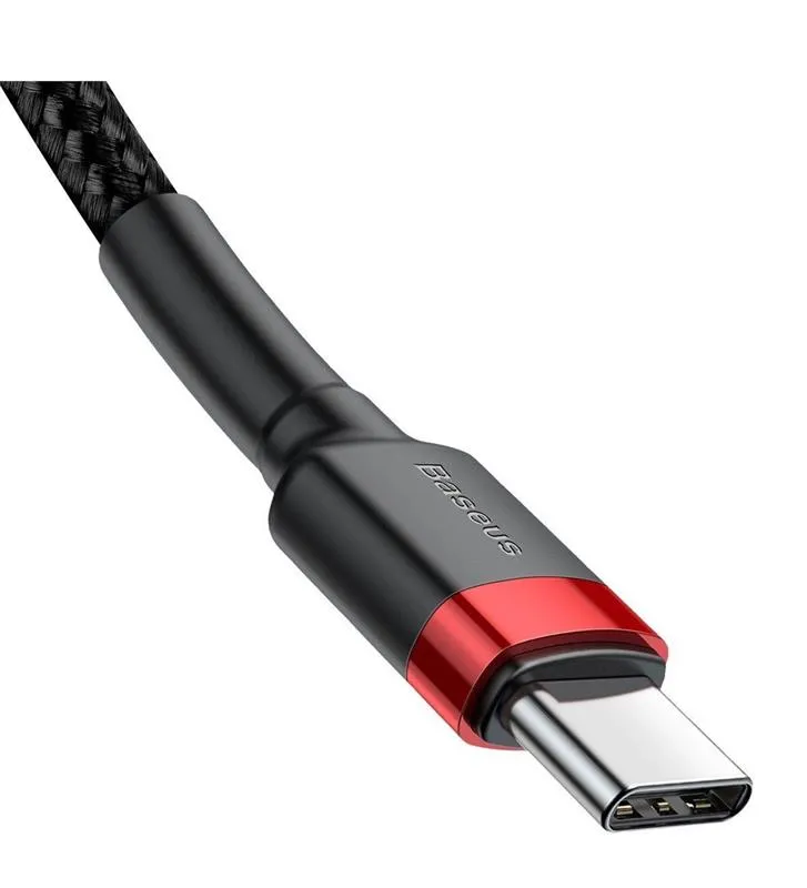 Кабель Baseus Cafule USB-C-USB-C, PD2.0 60W 1м Black/Red (CATKLF-G91) - мініатюра 3